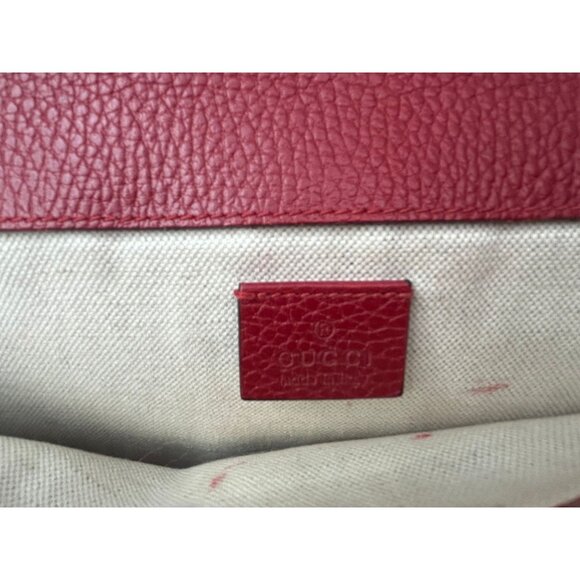 Gucci Red Leather Dionysus Shoulder Bag With Chain Strap & Embellished Tiger Hea - Picture 10 of 16